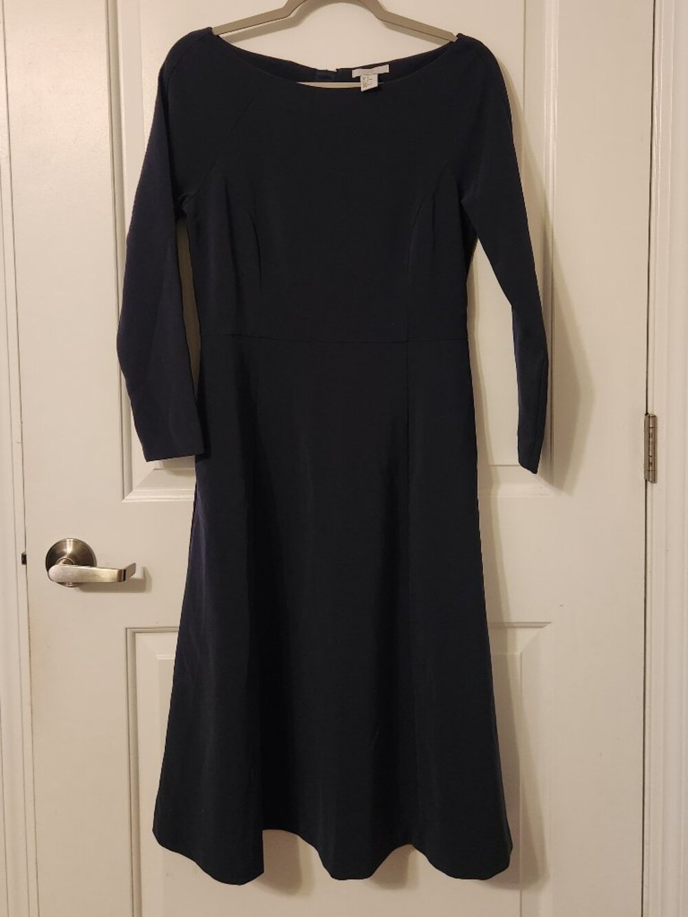 H&M Navy 3/4 Length Sleeve Dress with Gold Zipper size 10